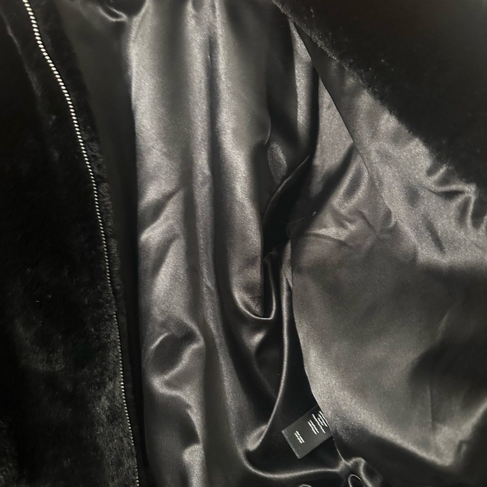 Rag & Bone Rich Black Faux Fur Bomber Jacket - Picture 5 of 5